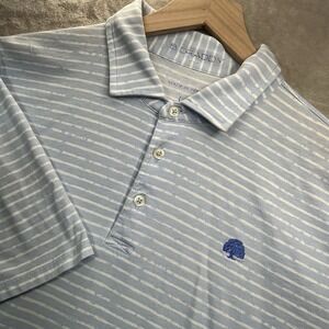 B Draddy‎ Polo Shirt Mens L Blue White Striped Cotton